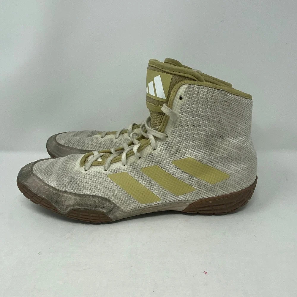 Adidas Tech Fall 2.0 Wrestling Shoes White Gold Gum FZ5389 Mens Size 12 High Top